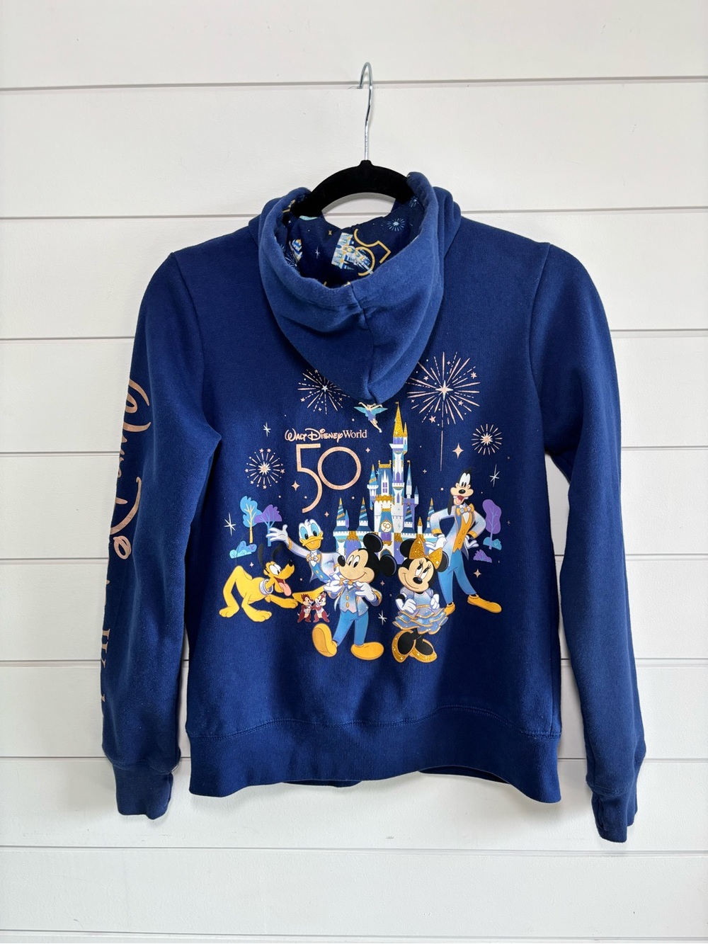 Walt Disney World Parks 50th Anniversary Hoodie Full Zip Sweatshirt Size S